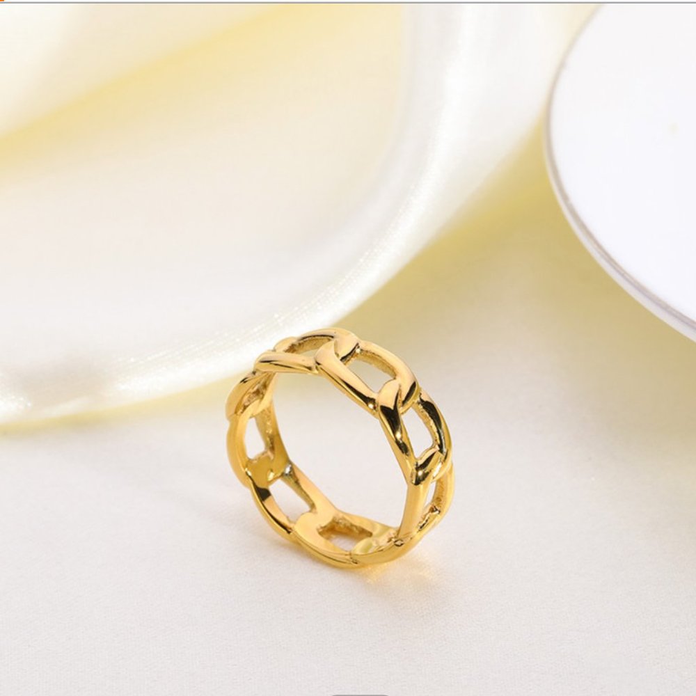 18k GOLD PLATED CHAIN LINK RING